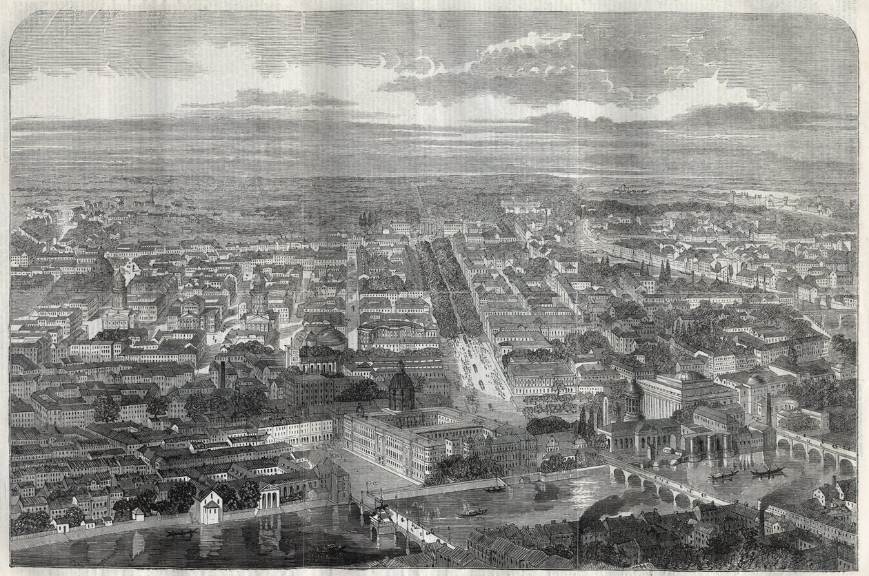 1858年のベルリン（ベルリノ）の街の風景。 作： 無名の画家