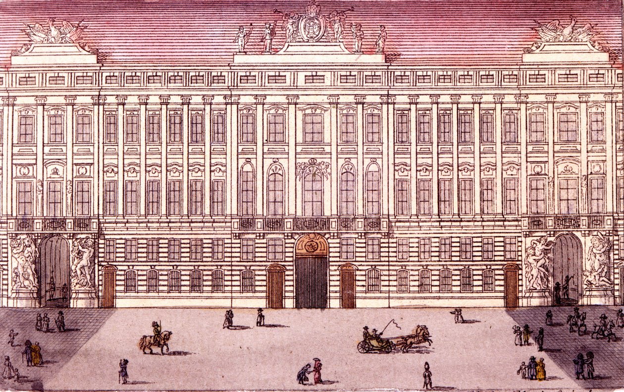 オーストリア・ウィーンの帝国議会議事堂の眺め 1820年頃の銅版画 作： 無名の画家