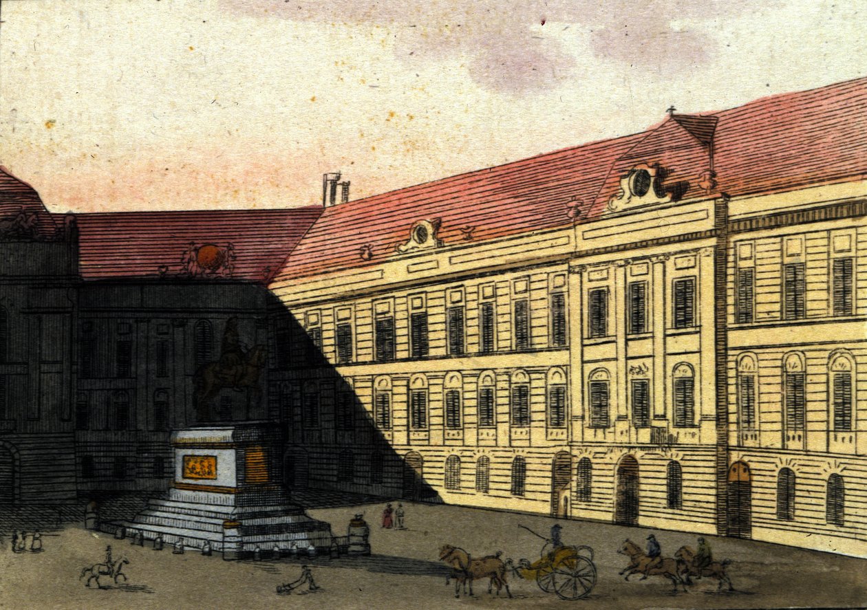 オーストリア・ウィーンのヨーゼフ・プラッツ（Joseph platz）の眺め 1820年のエングレーヴィング 作： 無名の画家