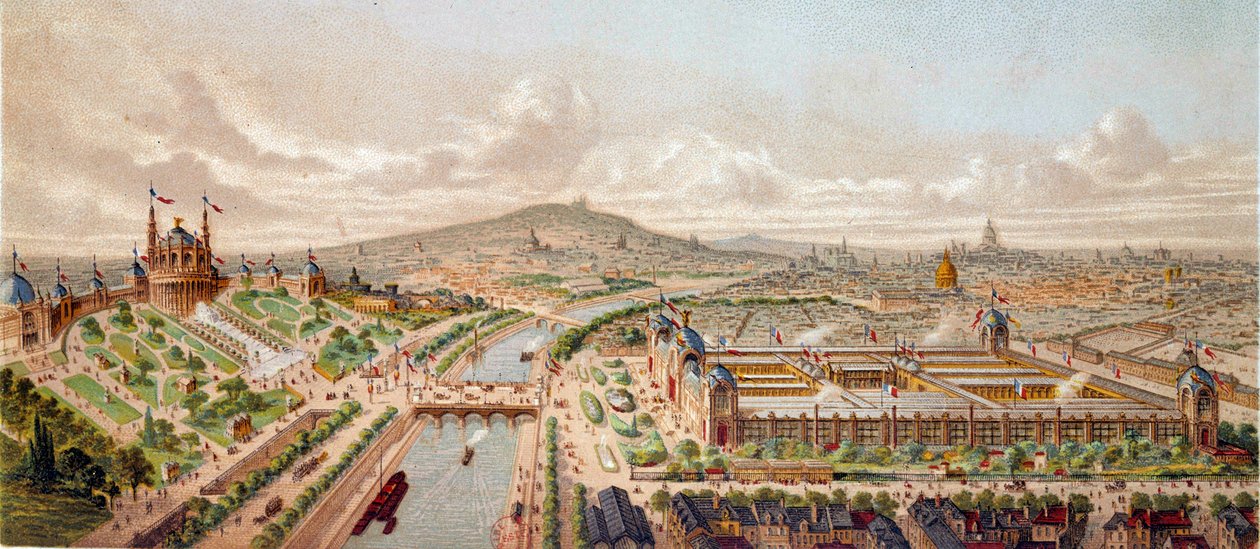 1878年にパリで開催された万国博覧会の様子 19世紀のパリのエングレーヴィング、B.N. 作： 無名の画家