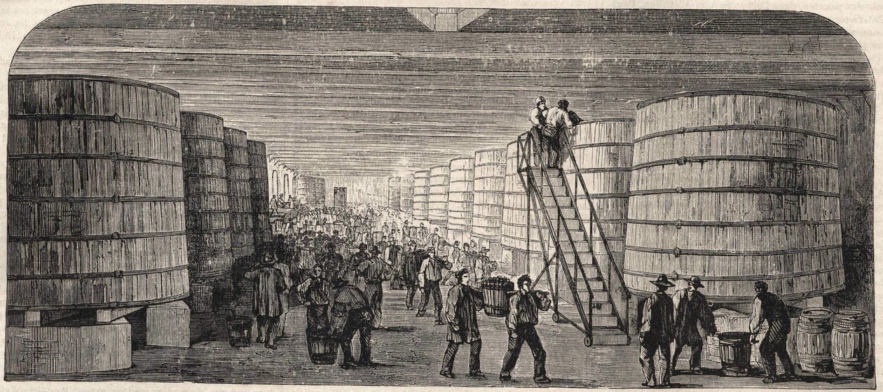 1860年、シャトー・ラフィットのワインセラーの様子 作： 無名の画家