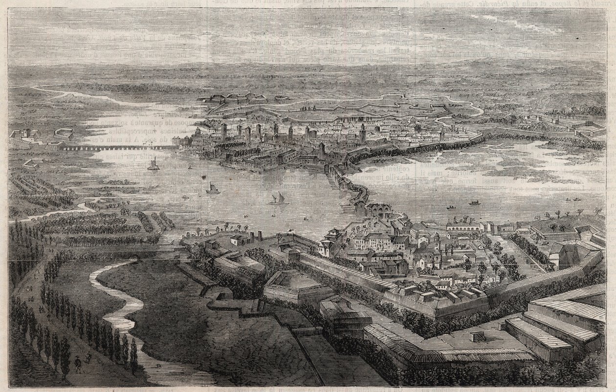 19世紀のマントヴァ(Mantova, Mantua)の街の風景 作： 無名の画家