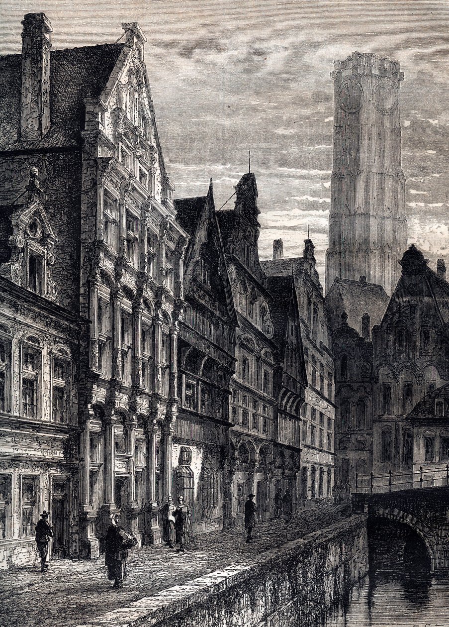 ベルギー・メッヘレン市の眺め - ベルギー・メッヘレン市の眺め - 1867年頃 作： 無名の画家