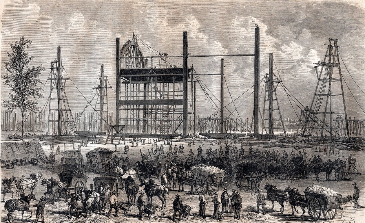 1866年4月末のパリの火星畑の作業風景 - 1867年の刻印 作： 無名の画家