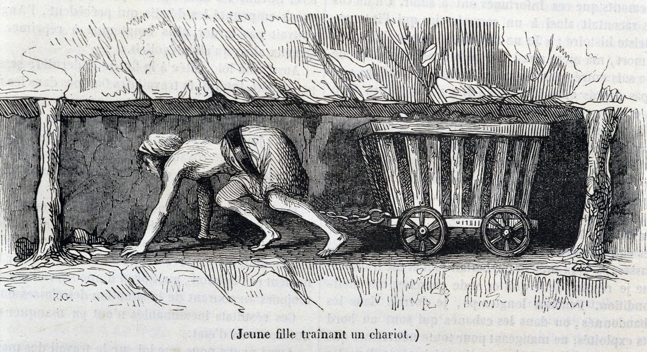 イギリスの炭鉱で働く若い女性