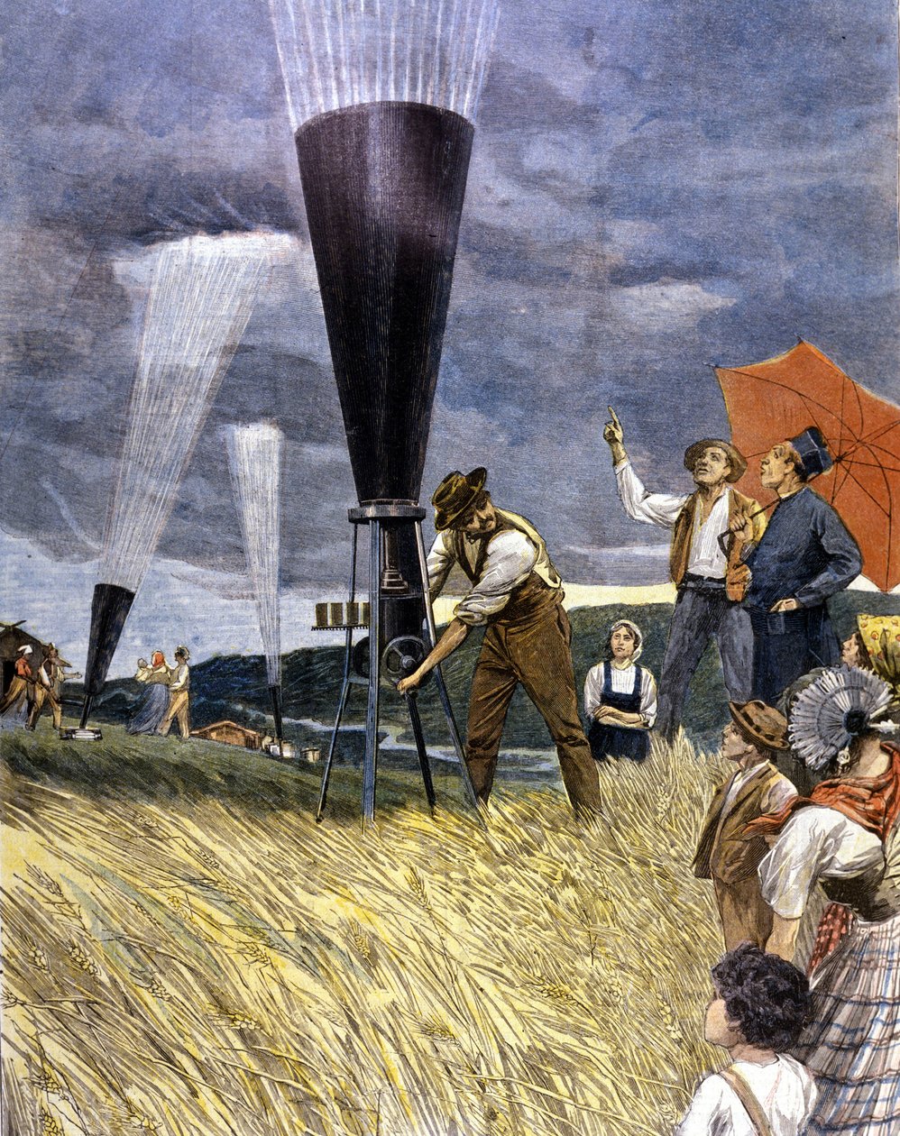 1899年、イタリアのワイン生産者が雹に対抗して作った樽。 作： 無名の画家