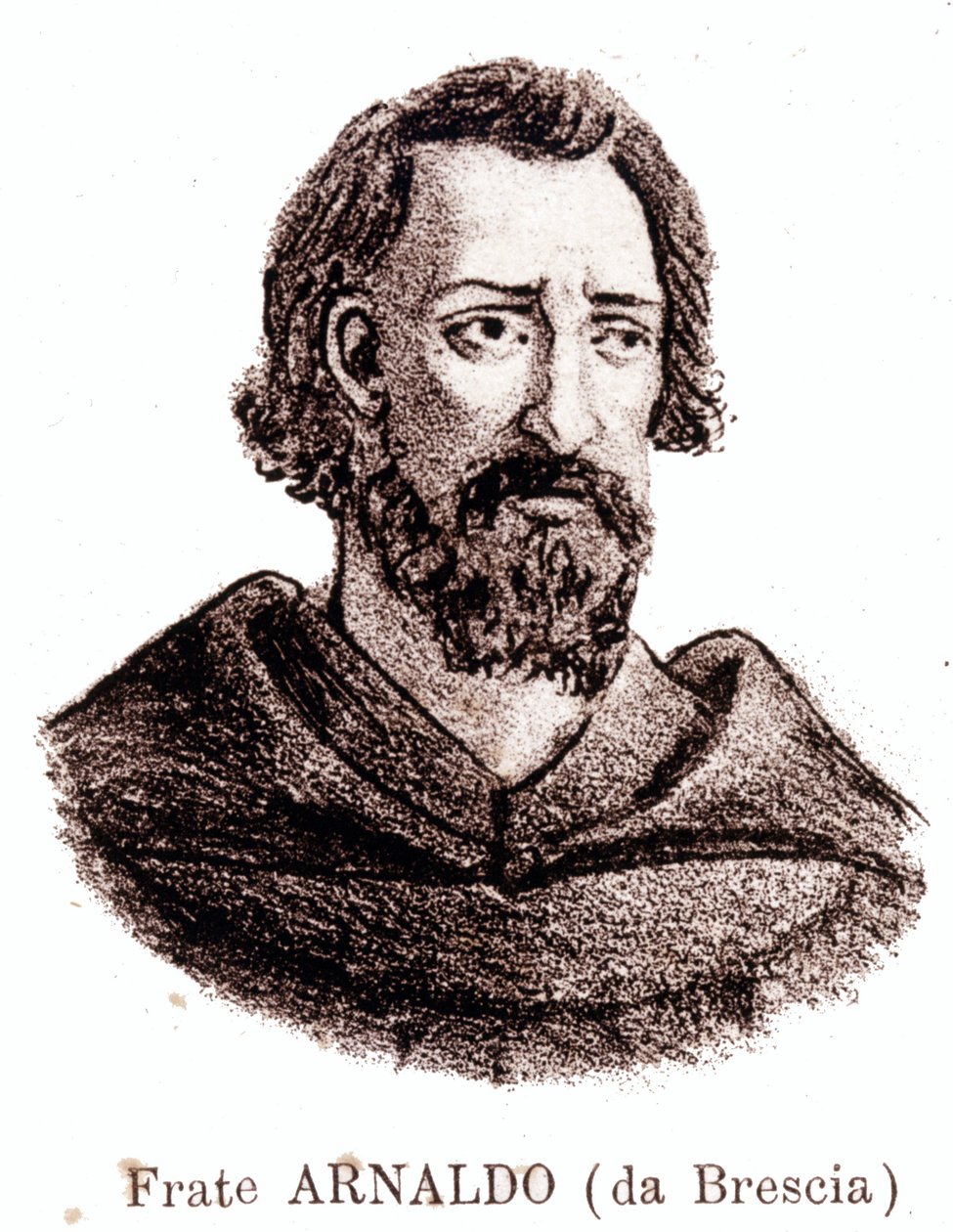 イタリアの政治・宗教改革者、アルノー・デ・ブレシア（アルナルド・ダ・ブレシー）（1090～1155）の肖像画。 作： 無名の画家