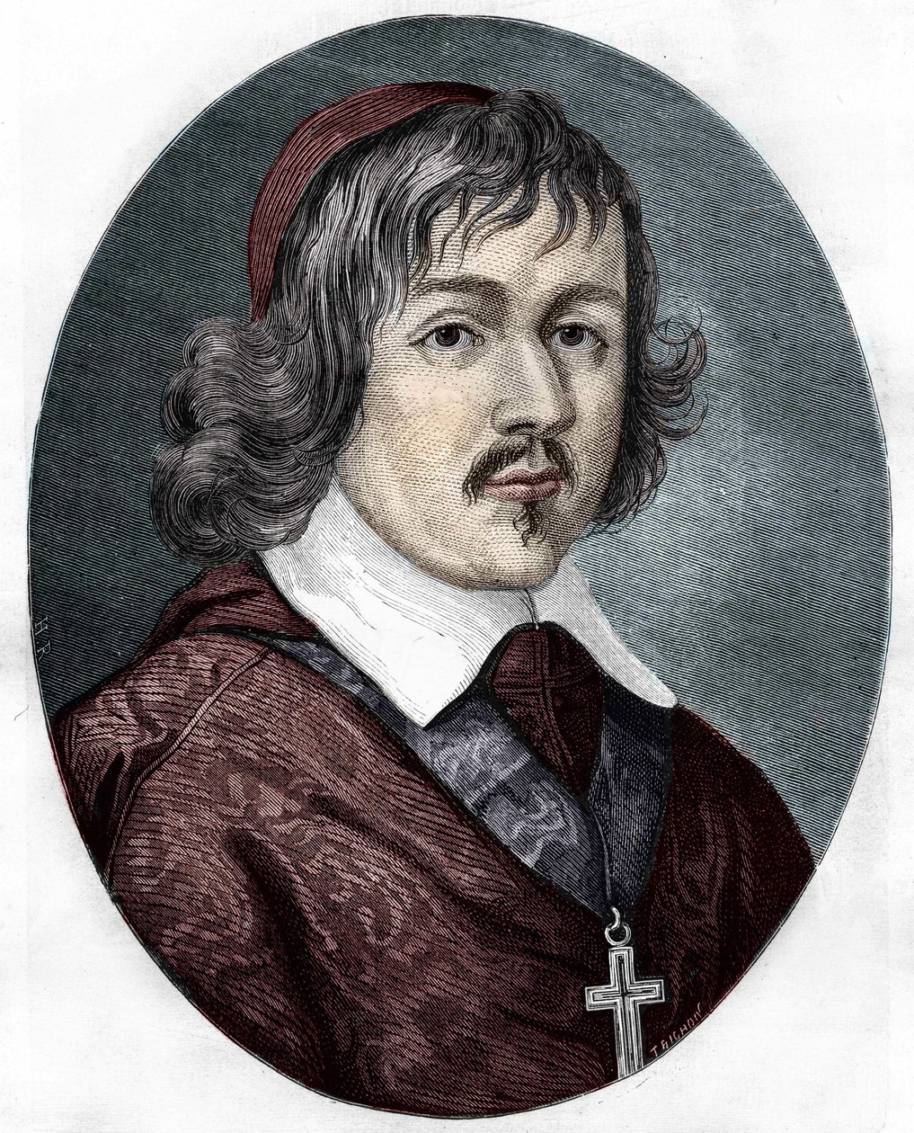 de Retz枢機卿（Jean Francois Paul de Gondi (Jean-Francois-Paul de Gondy) (1614-1679), Coadjutor of the Archeveque of Paris, French writer and politician）の肖像。 作： 無名の画家