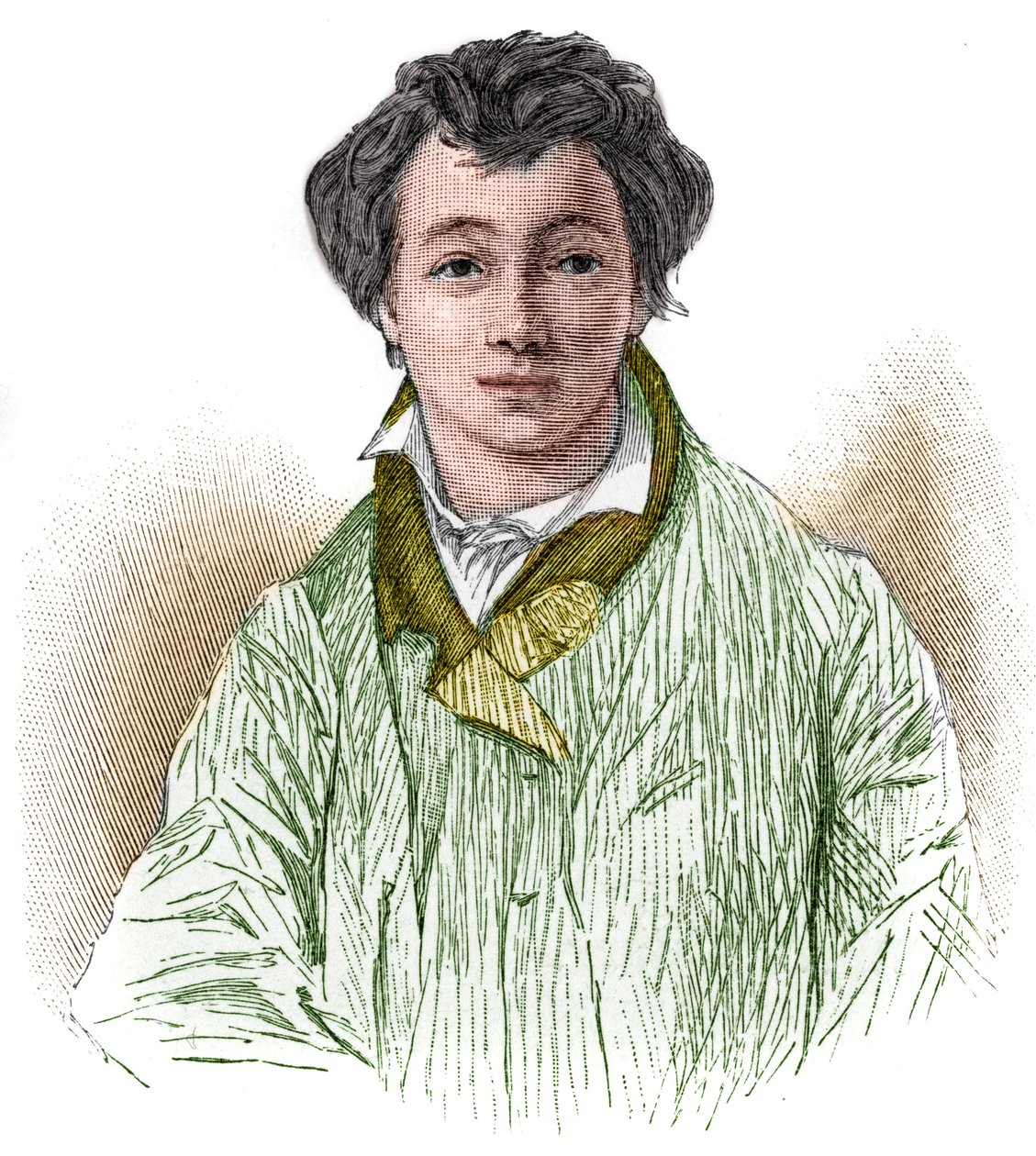 ドイツの詩人・ジャーナリスト、クリスチャン・ヨハン・ハインリッヒ・ハイネ（1797-1856）の肖像画。 作： 無名の画家