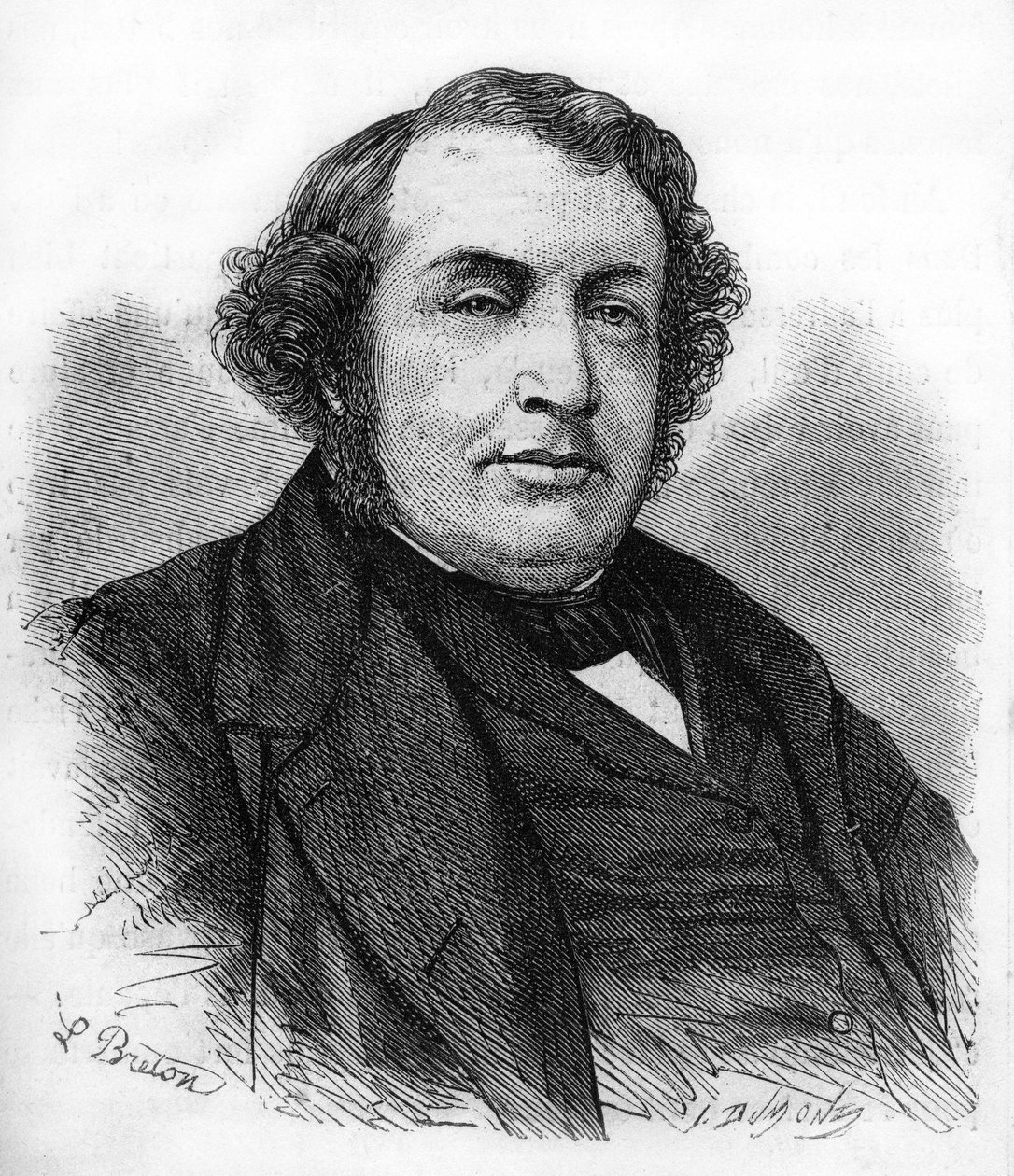 アーネスト・ピカールの肖像。フランスの政治家（1821年～1877年）。 作： 無名の画家