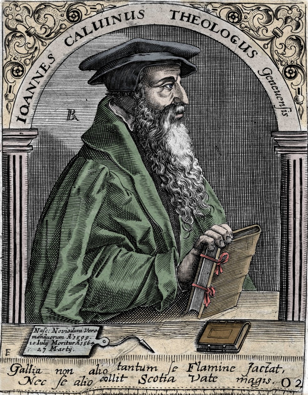 フランスの宗教改革者・作家であるジャン・カルヴァン（1509-1564）の肖像。 作： 無名の画家