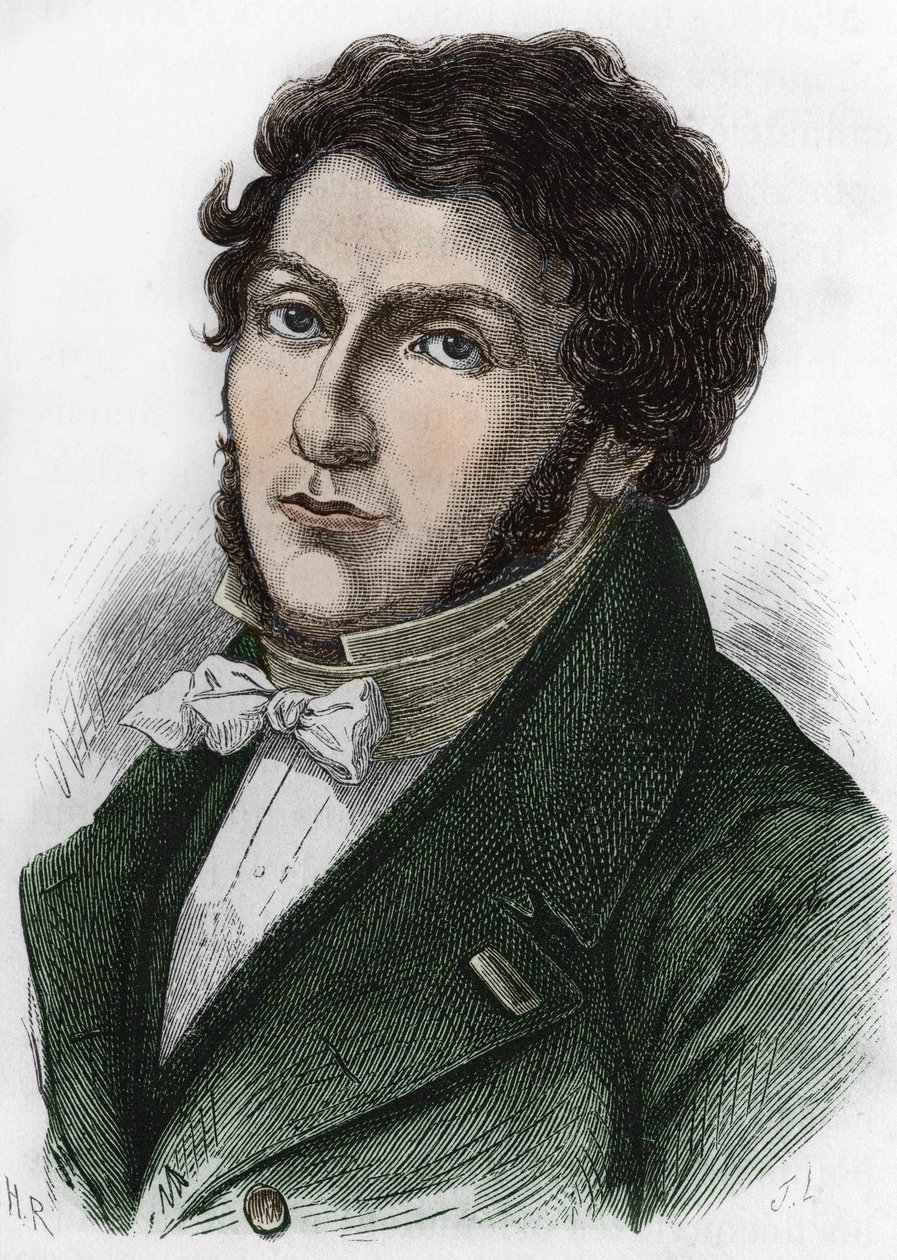 フランスの若きエジプト学者シャンポリオン（1790年～1832年）と呼ばれるJean François (Jean-Francois) Champollionの肖像画。 作： 無名の画家