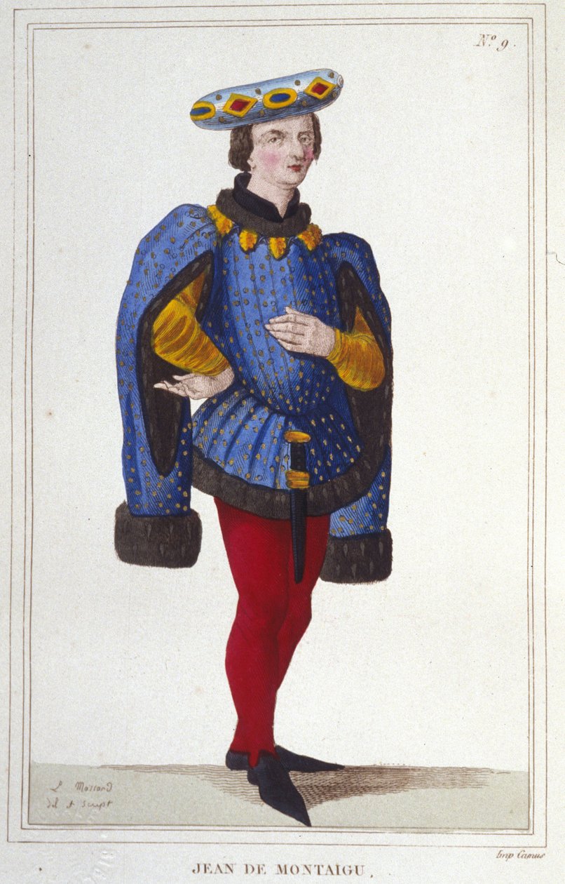 の肖像、またはJean de Montaigu。フランスの政治家（1349年～1409年）。1388年に財務長官に就任。 作： 無名の画家