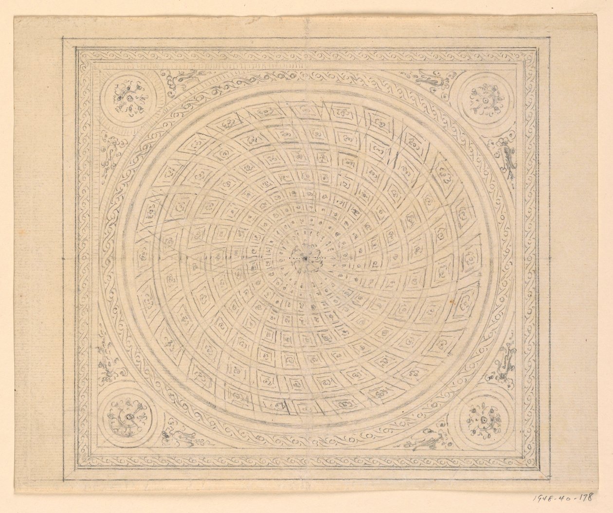 素描、天井のデザイン、1815-22年 作： 無名の画家