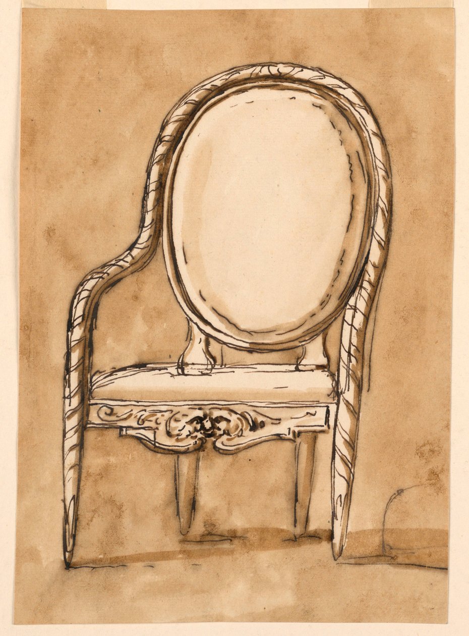 素描、椅子、1780-1790年 作： 無名の画家