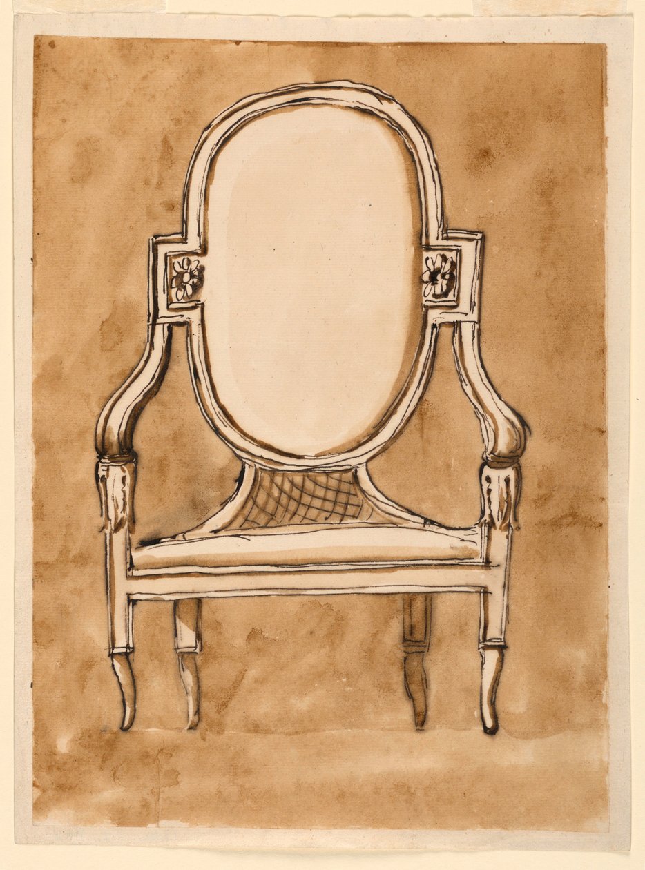 素描、椅子、1780-90年 作： 無名の画家
