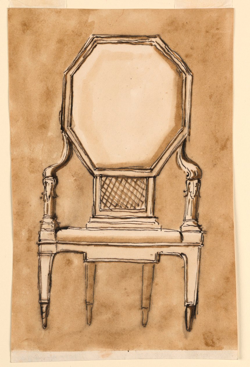 素描、椅子、1780-90年 作： 無名の画家