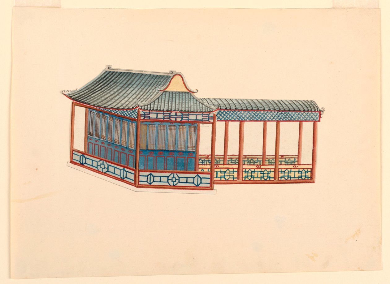 素描、シノワズリ・パヴィリオン、1815-22年 作： 無名の画家