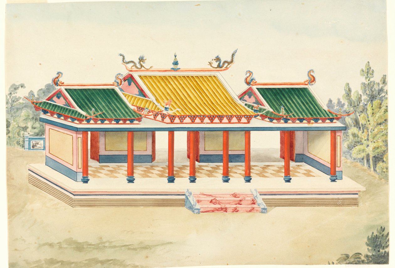 素描、シノワズリ・パヴィリオン、1815-22年 作： 無名の画家
