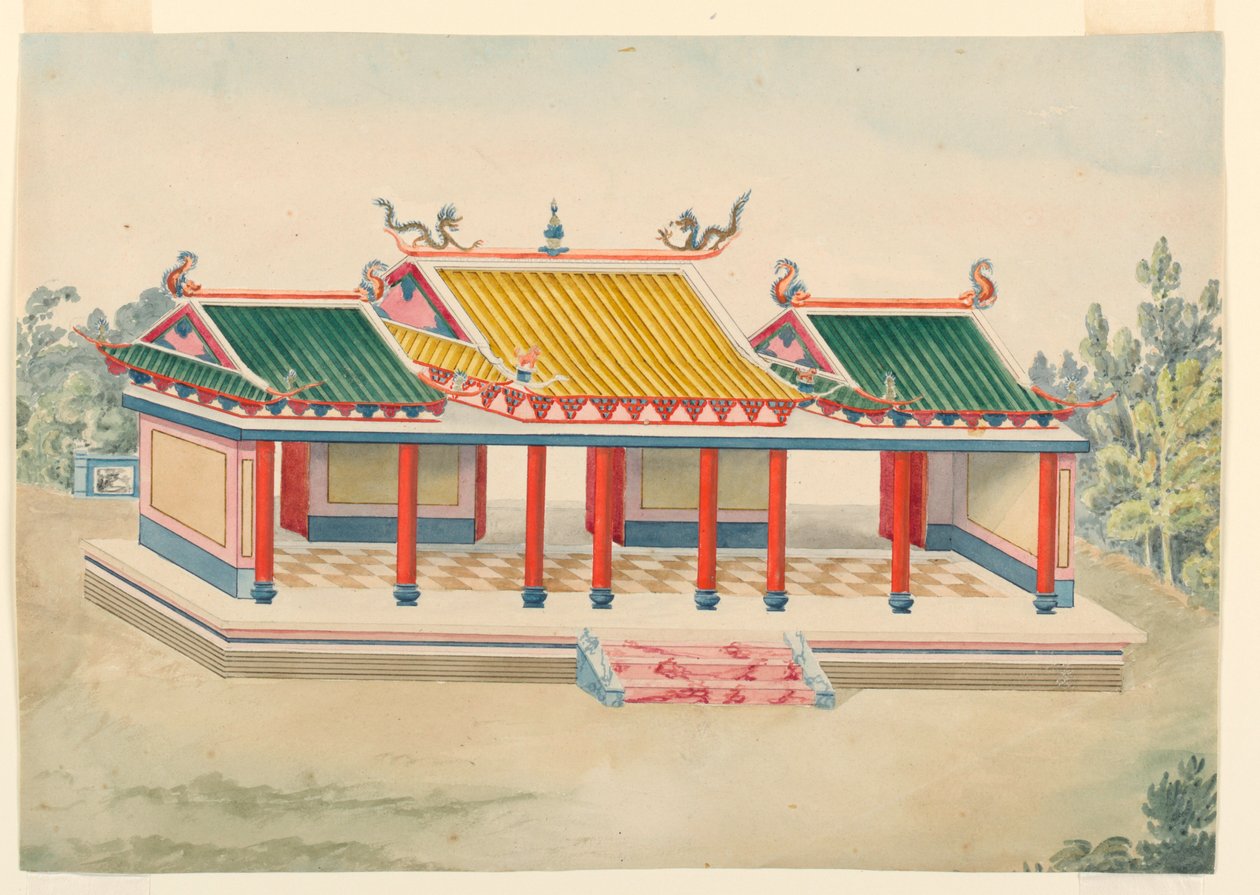 素描、シノワズリ・パヴィリオン、1815-22年 作： 無名の画家