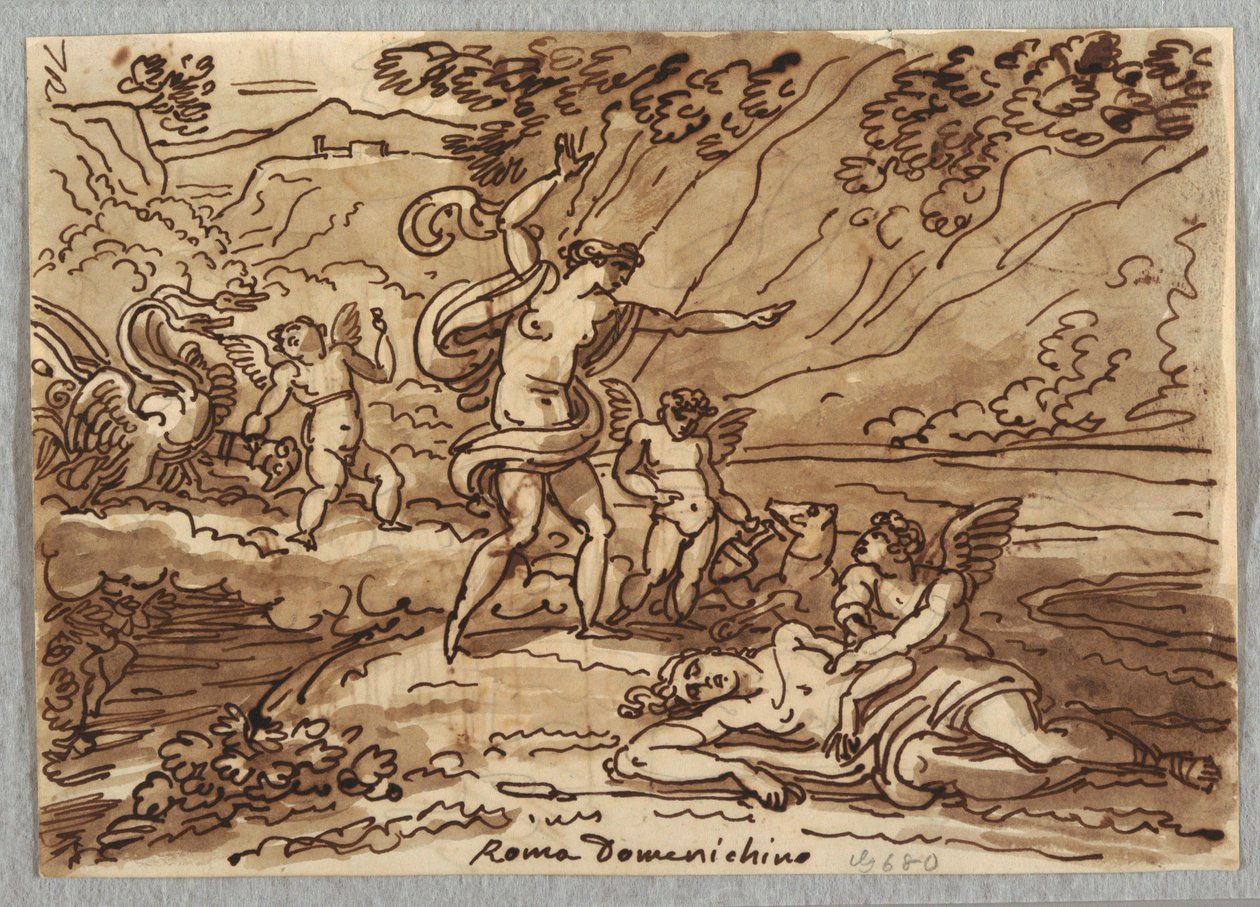 素描《アドニスの死》1813-18年 作： 無名の画家