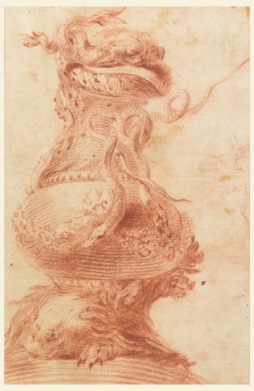 素描、装飾花瓶、1725-50年 作： 無名の画家