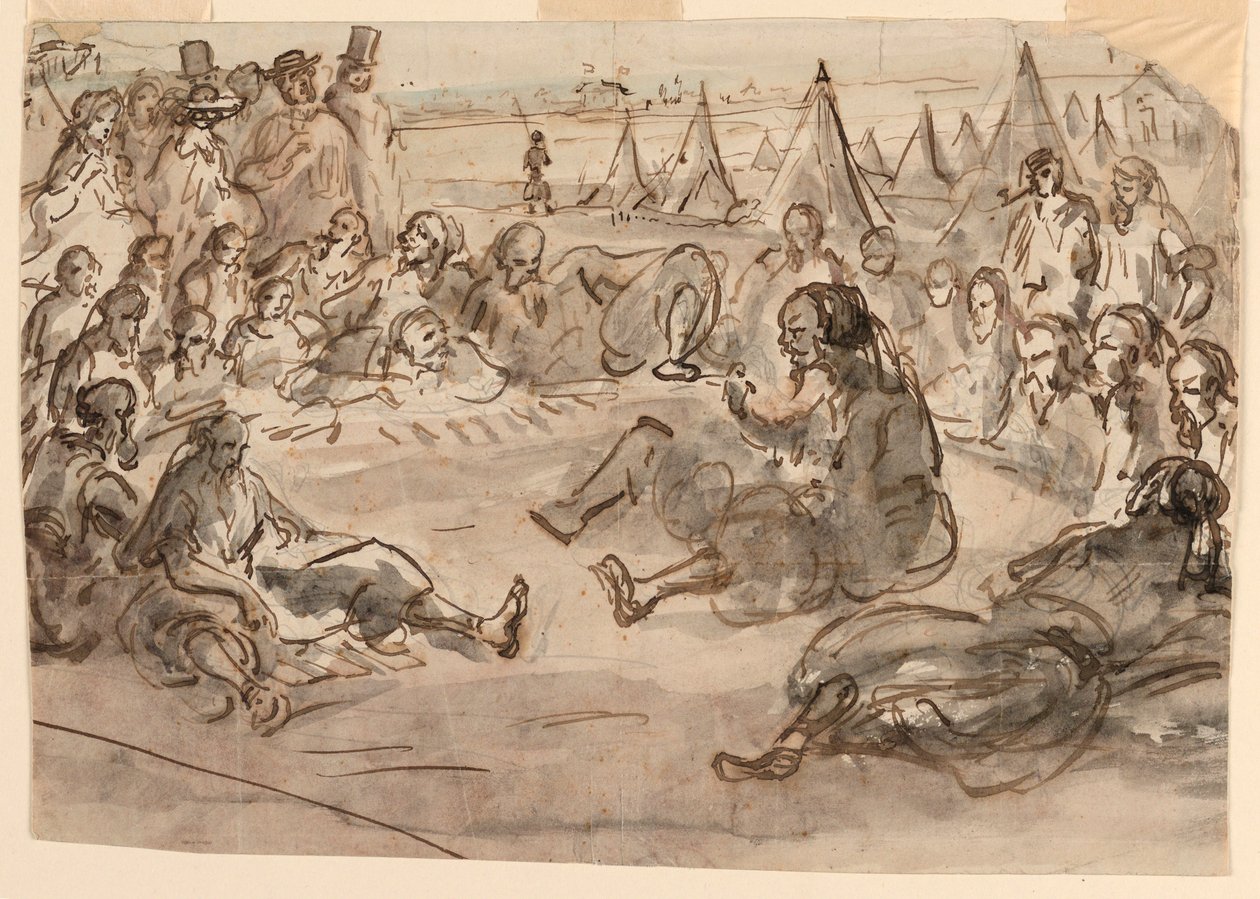 素描「サン・モール陣営のズーヴァーたち」1859年 作： 無名の画家
