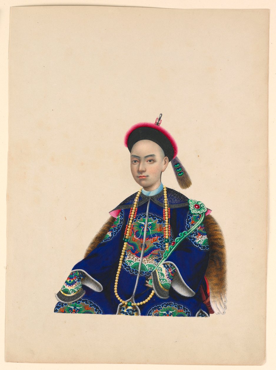 ミニチュア《座る男の肖像》1820-60年頃 作： 無名の画家