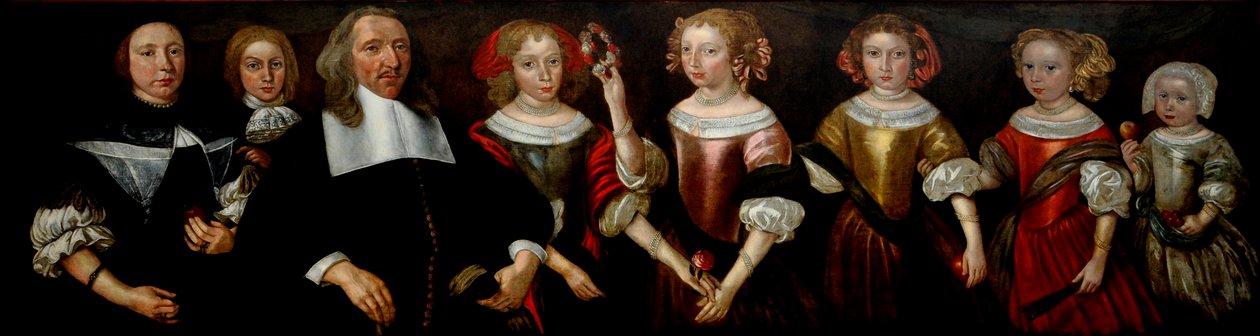 クラウル市会議員とその家族、1665年頃（油彩・パネル） 作： 無名の画家