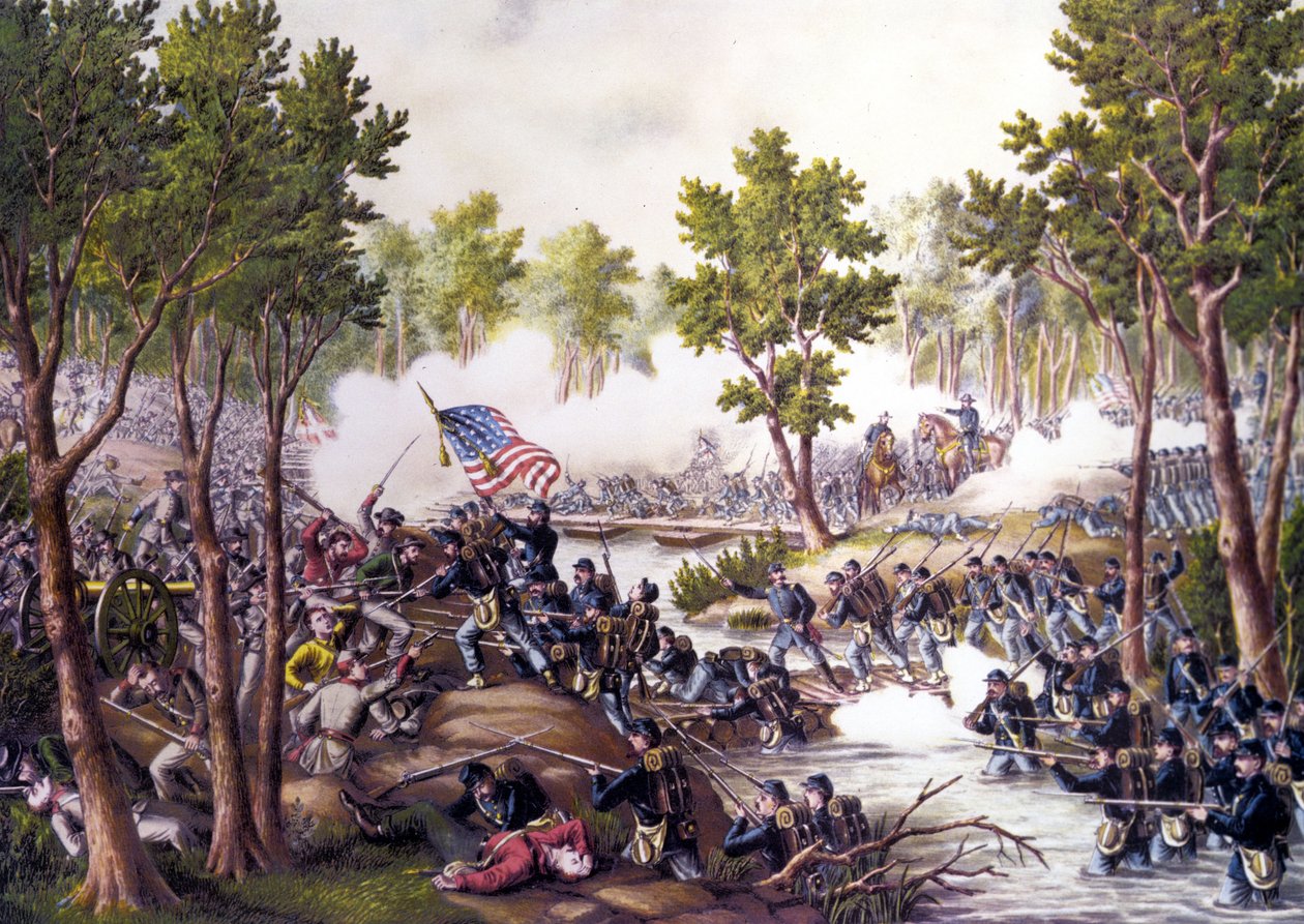 アメリカ南北戦争（1861～1865年）。スポッツシルバニア・コートハウスの戦い（バージニア州）5月08日～21日 作： 無名の画家