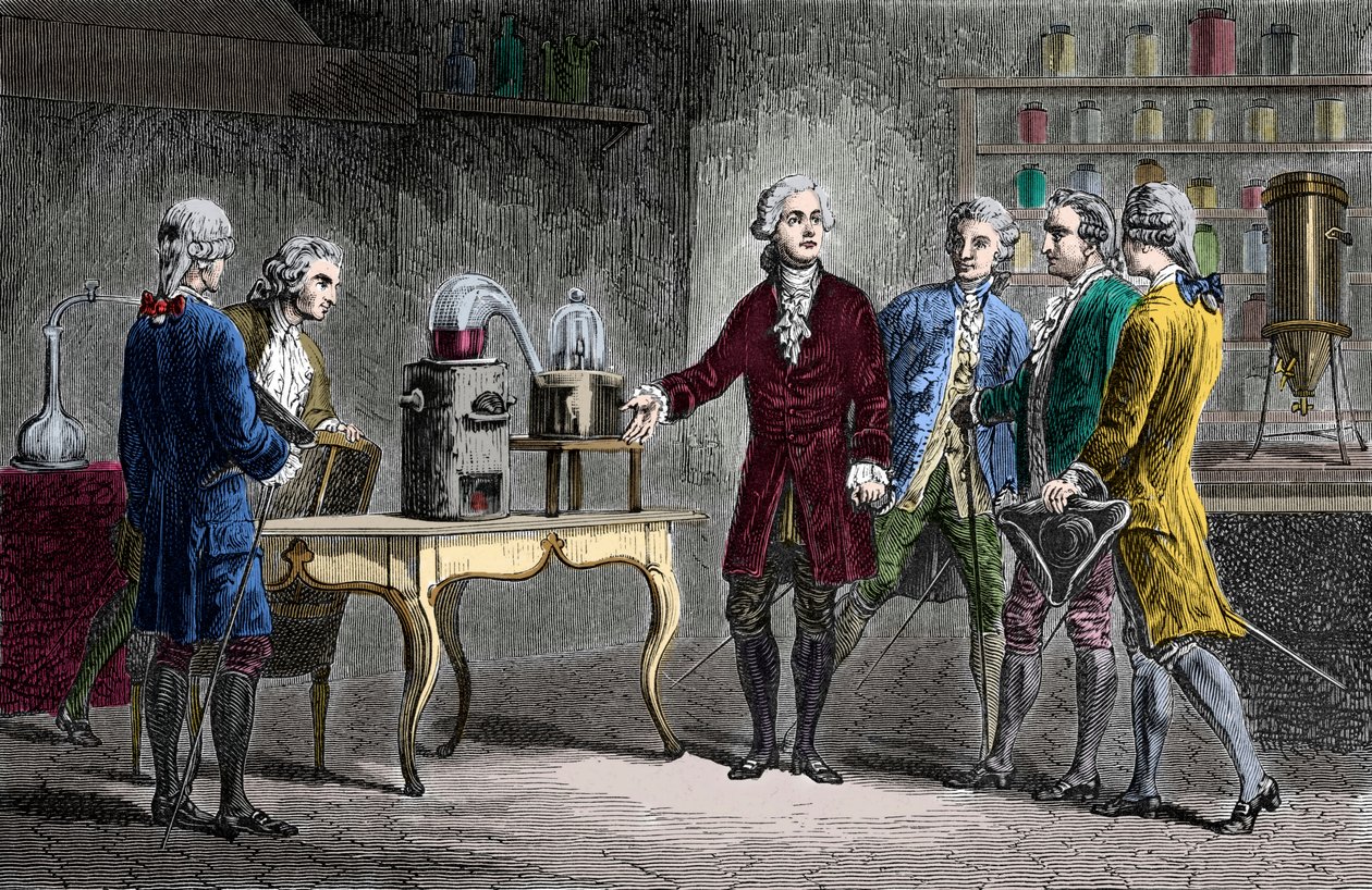 Antoine Laurent Lavoisier (1743-1894) execute la decomposition de l