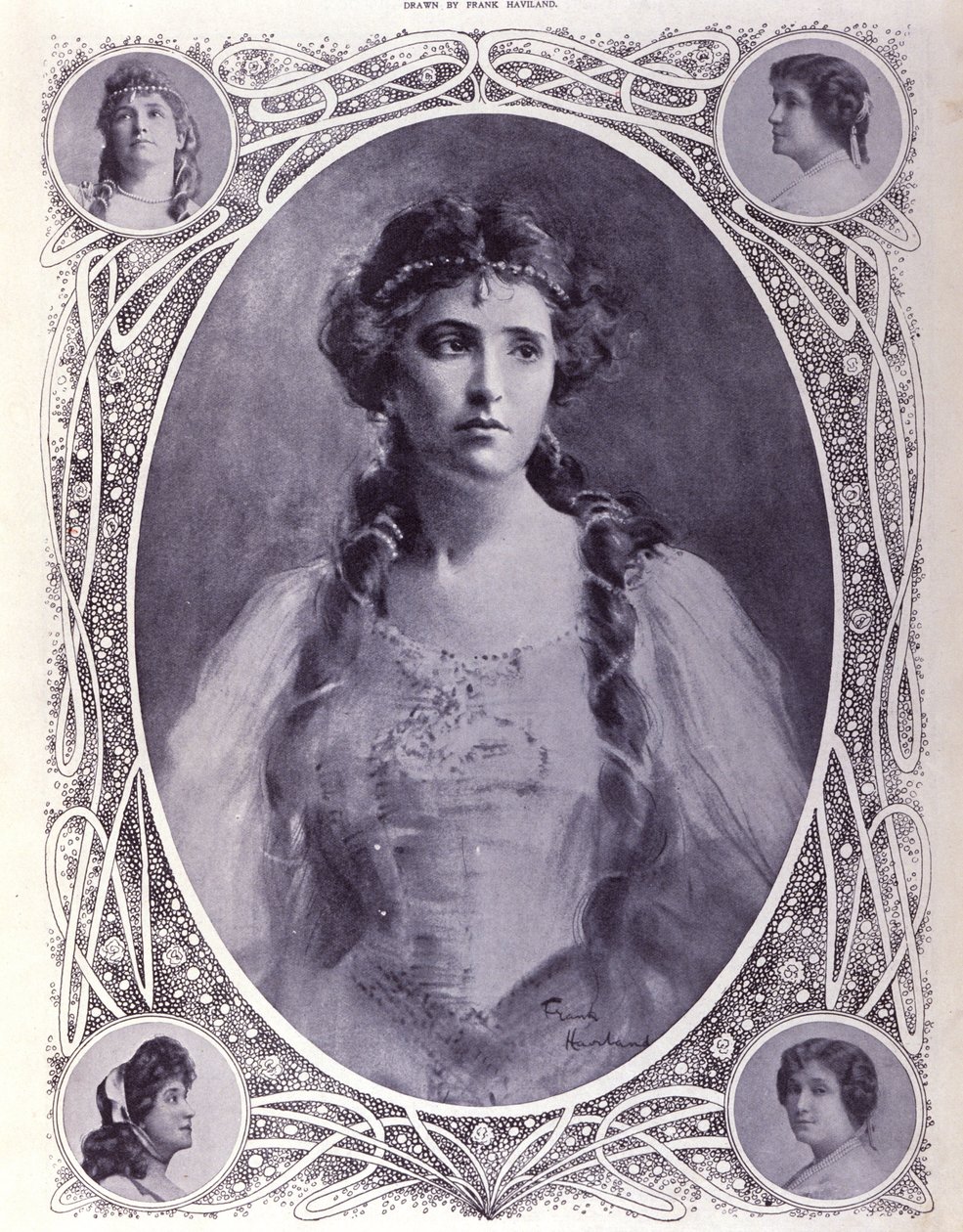 オーストラリアの歌手Nellie (Nelly) Melba (1861-1931)、19世紀後半の水彩画 作： 無名の画家