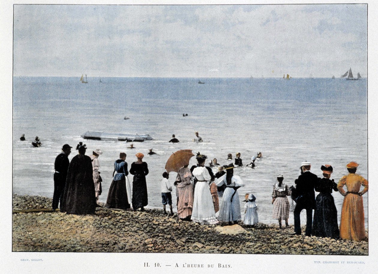 大西洋のビーチでの海水浴（19世紀後半 作： 無名の画家