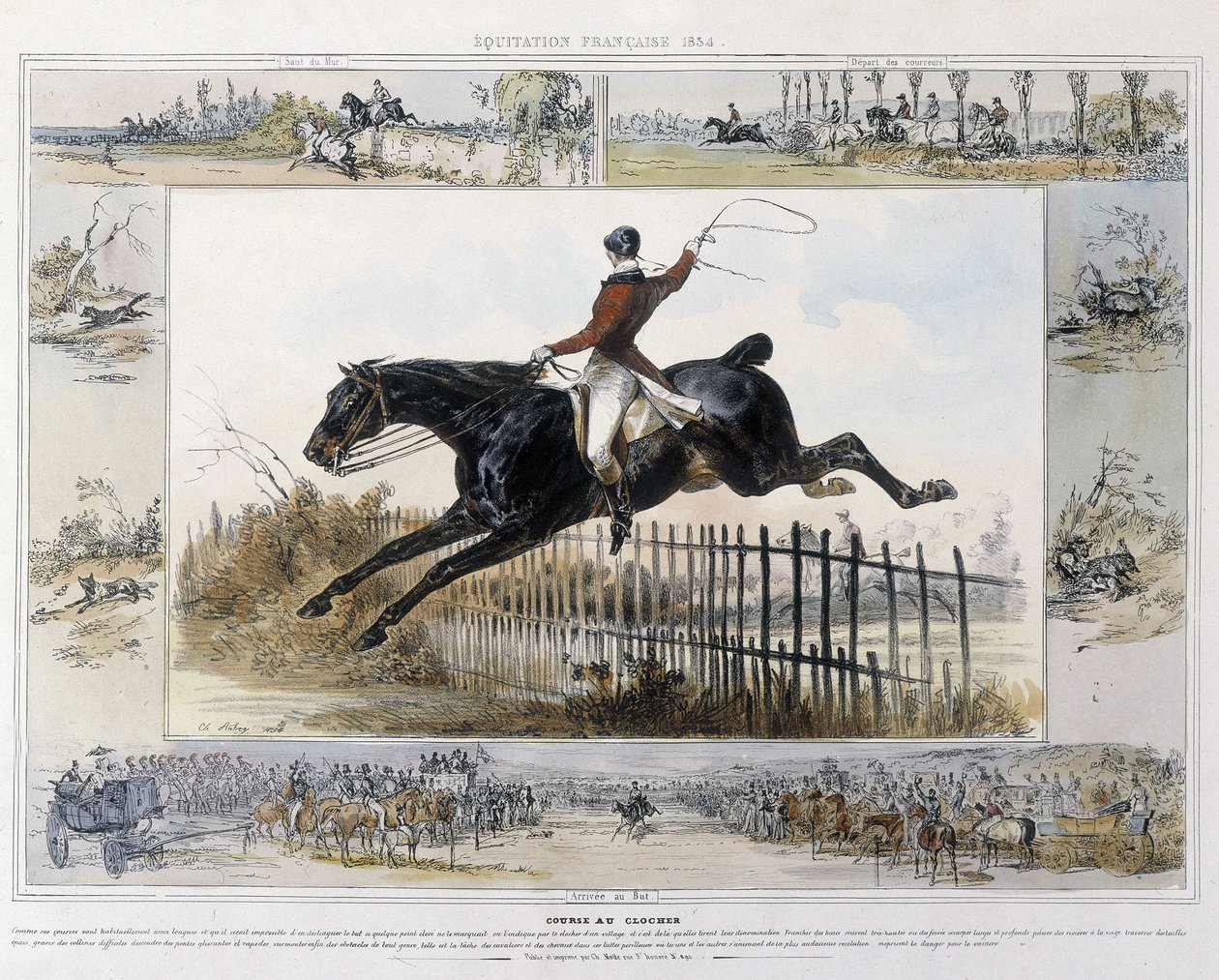 シャルル・オーブリーの「古今東西乗馬絵巻」に登場する鐘楼レース 作： 無名の画家