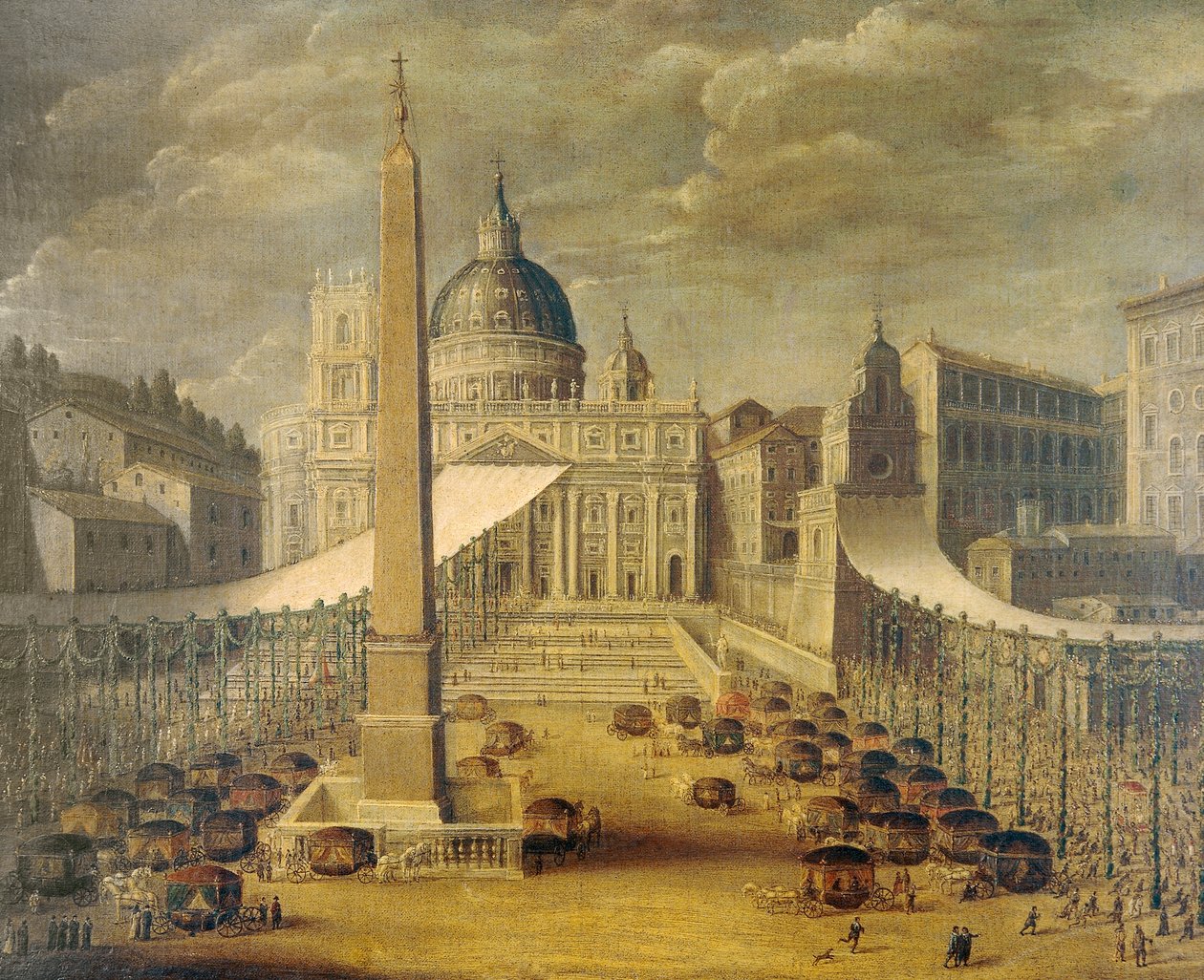 教皇インノセント10世時代のサン・ピエトロ広場における聖体拝領の行列（1646年頃） 作者不詳 油彩・キャンバス 作： 無名の画家