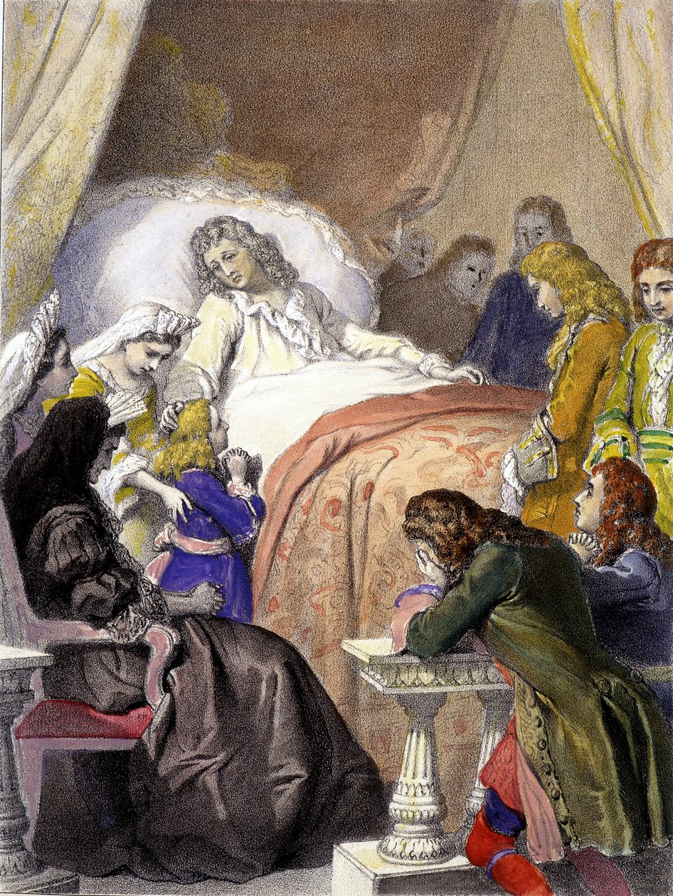 1715年9月1日、フランス王ルイ14世（1638-1715）がヴェルサイユで死去し、後のルイ15世（1710-1774）が誕生する。 作： 無名の画家