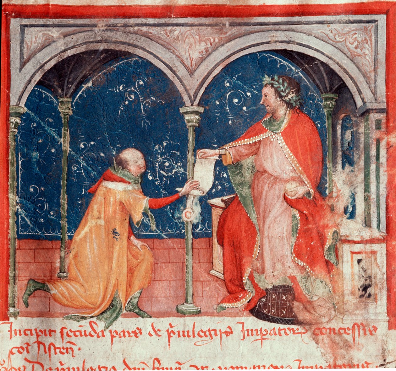 Kaiser Friedrich II. von Hohenstaufen gewährt Privilegien an die Stadt Asti von Unknown artist