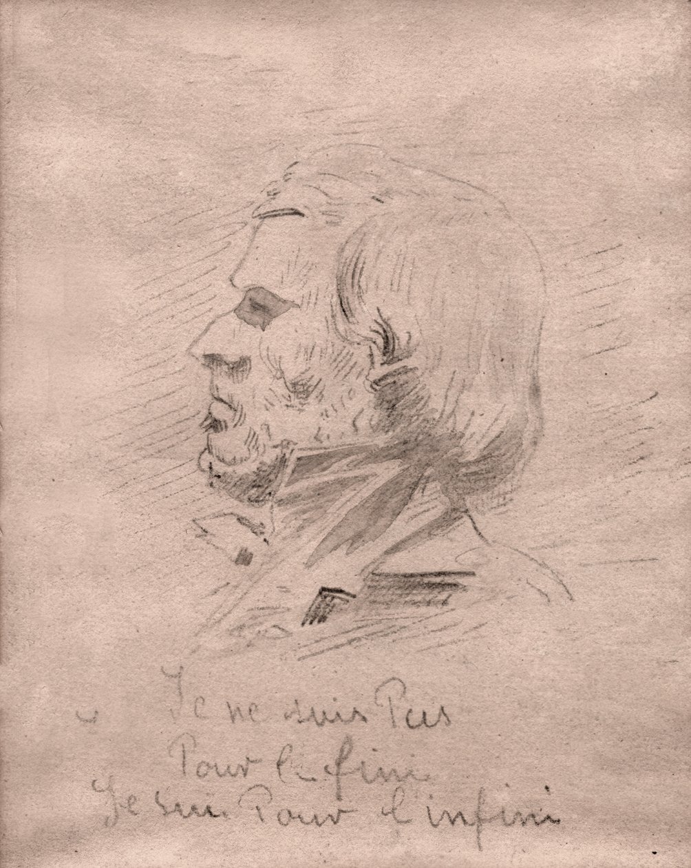 Eugene Delacroix（ウジェーヌ・ドラクロワ）。(ドローイング、1850年頃) 作： 無名の画家