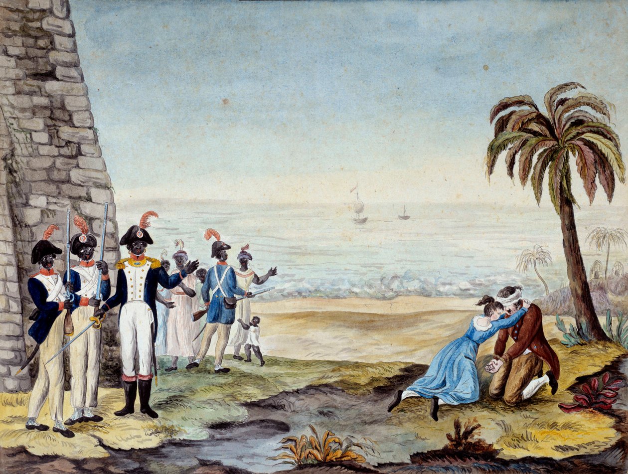 入植者の処刑1791年、サント・ドミンゴ（中央アメリカ、アンティル諸島）で起きた反乱の際の入植者の処刑。18世紀のエングレーヴィング。シャルトル、美術館 作： 無名の画家