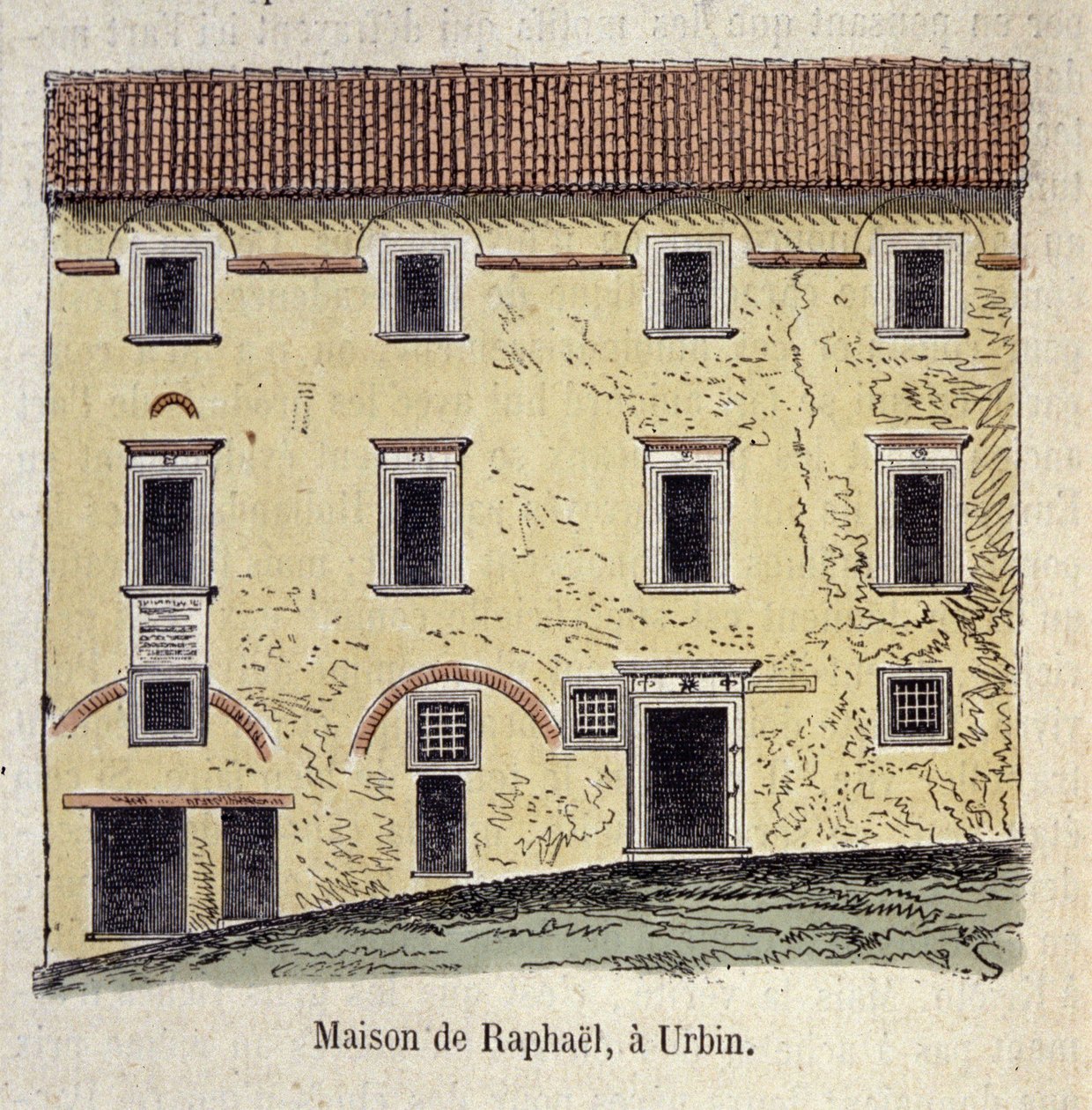 画家ラファエロ・サンティ（Raphael）（1483〜1520）が住んでいた家のファサード（イタリア・ウルビンにて 作： 無名の画家