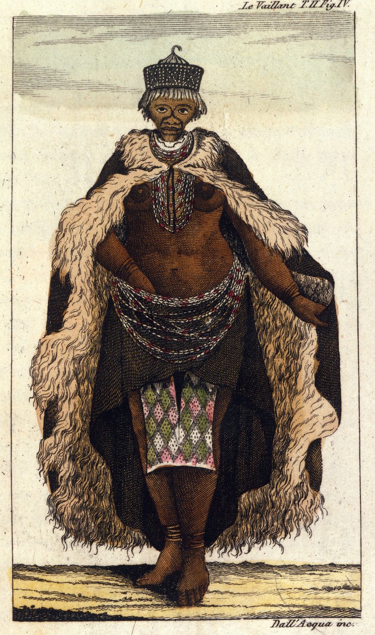 南アフリカのホッテントット族の女性メンバー、1820年の彫刻。