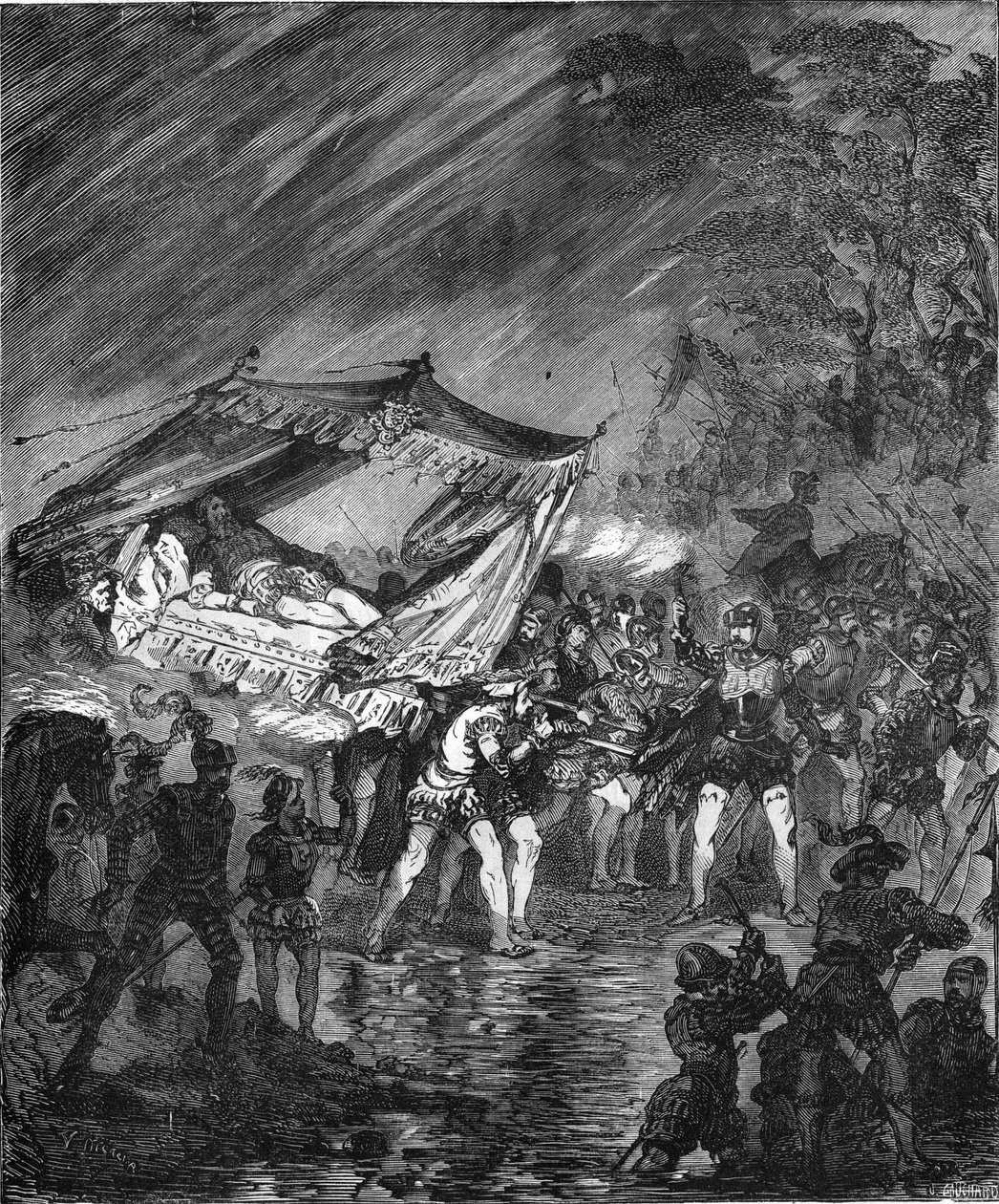 シャルル5世（1500-1558）のドイツ・インシュプルックへの逃避行（1552年 作： 無名の画家