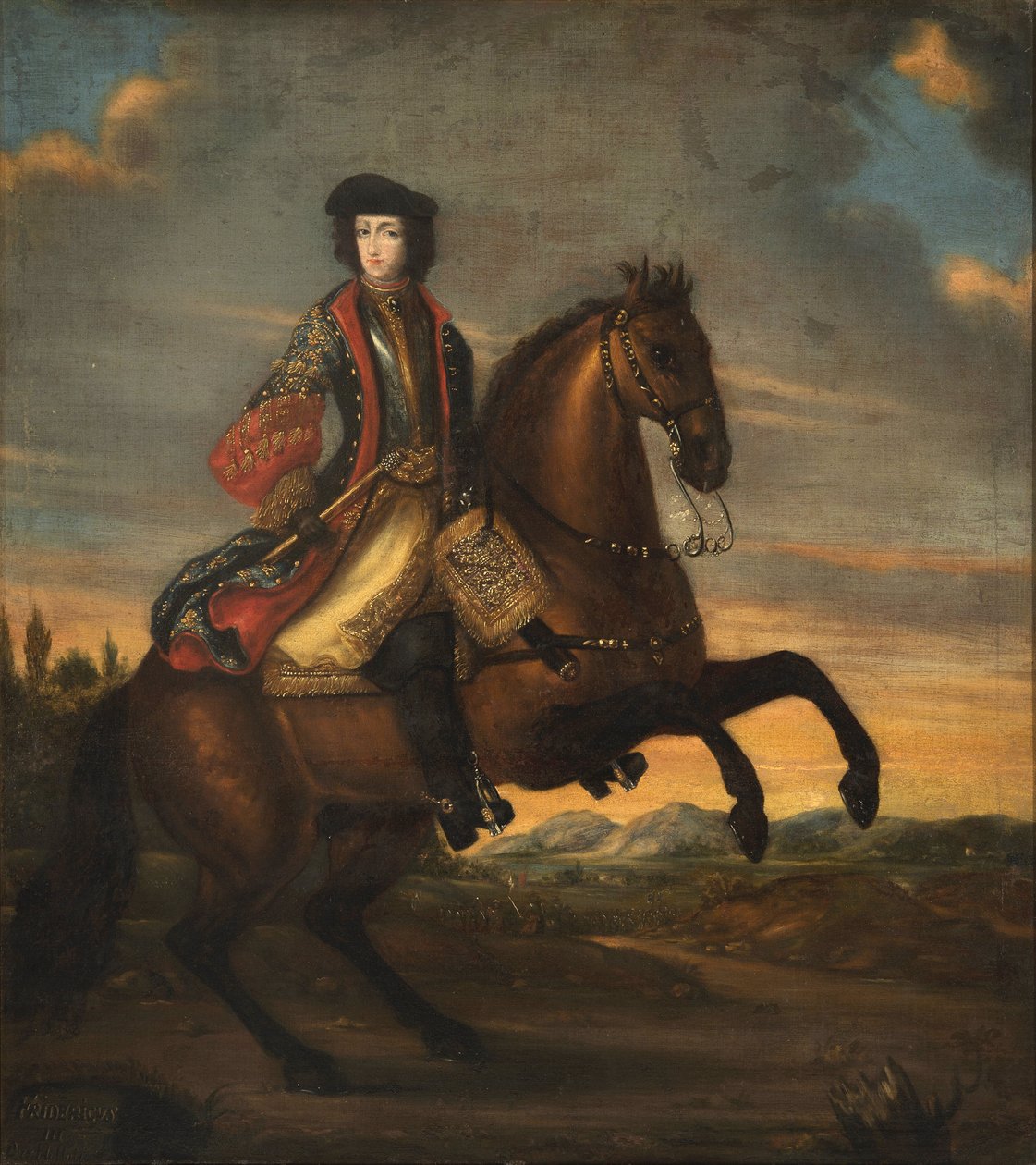 Frederic IV de Holstein Gottorp a cheval - 馬上のホルスタイン＝ゴットルプ公フレデリック4世（1671-1702）の肖像、アノニマス 。油彩・キャンバス 作： 無名の画家
