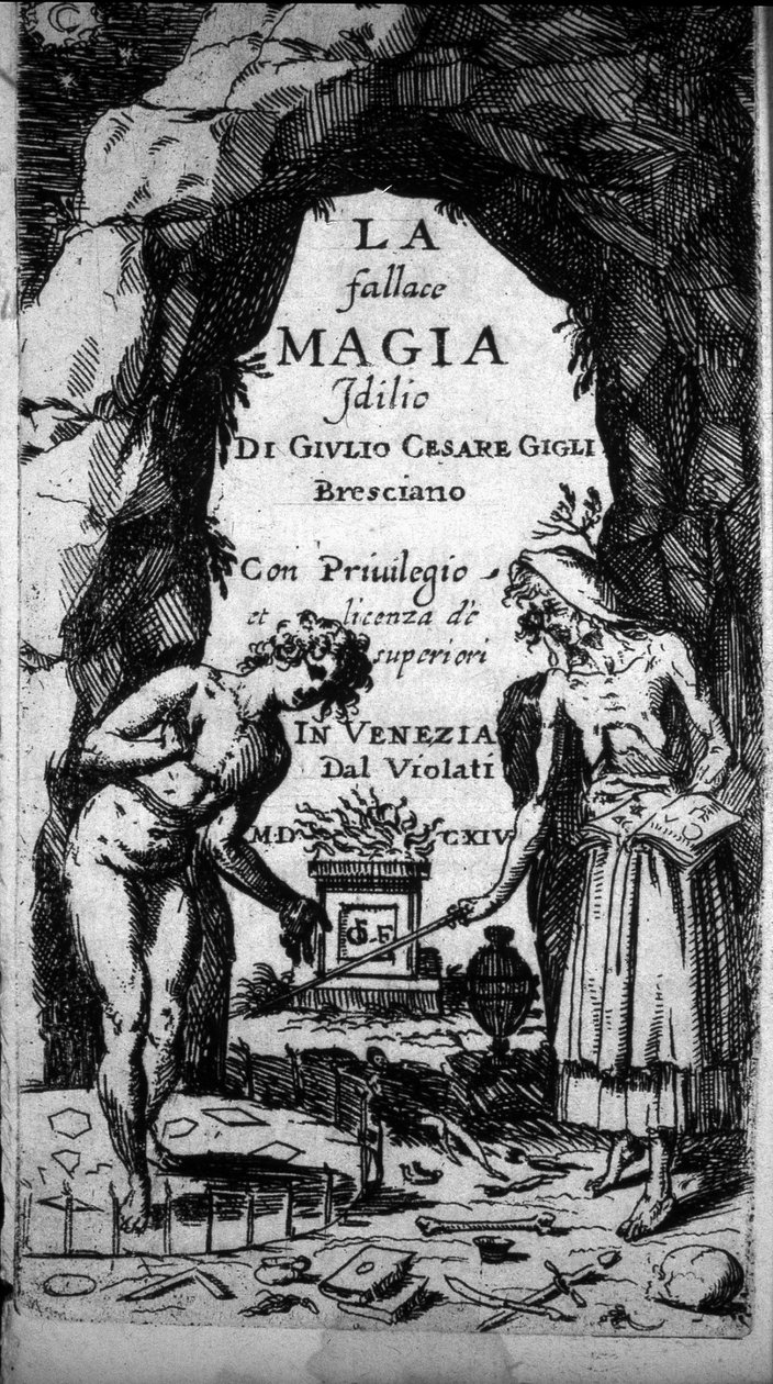魔女が魔法の儀式を行っている様子を描いた本の正面図 作： 無名の画家