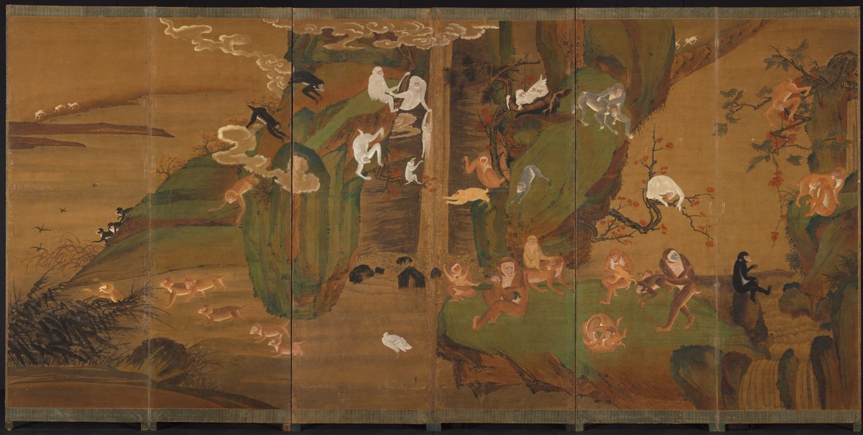 風景の中のテナガザル 作： 無名の画家