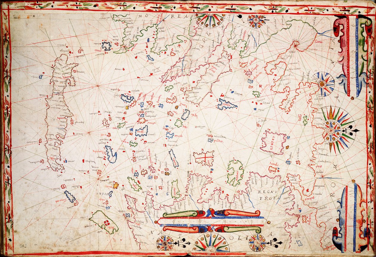 ギリシア群島、1620年頃（ヴェラム） 作： 無名の画家