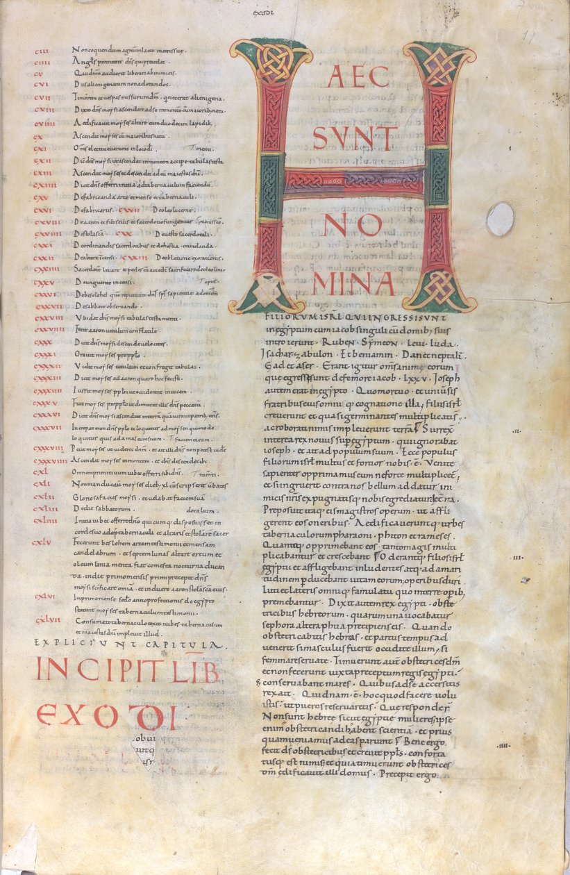 Haec sunt nomina：出エジプト記の頭文字、11世紀（細密写本、膜質写本） 作： 無名の画家