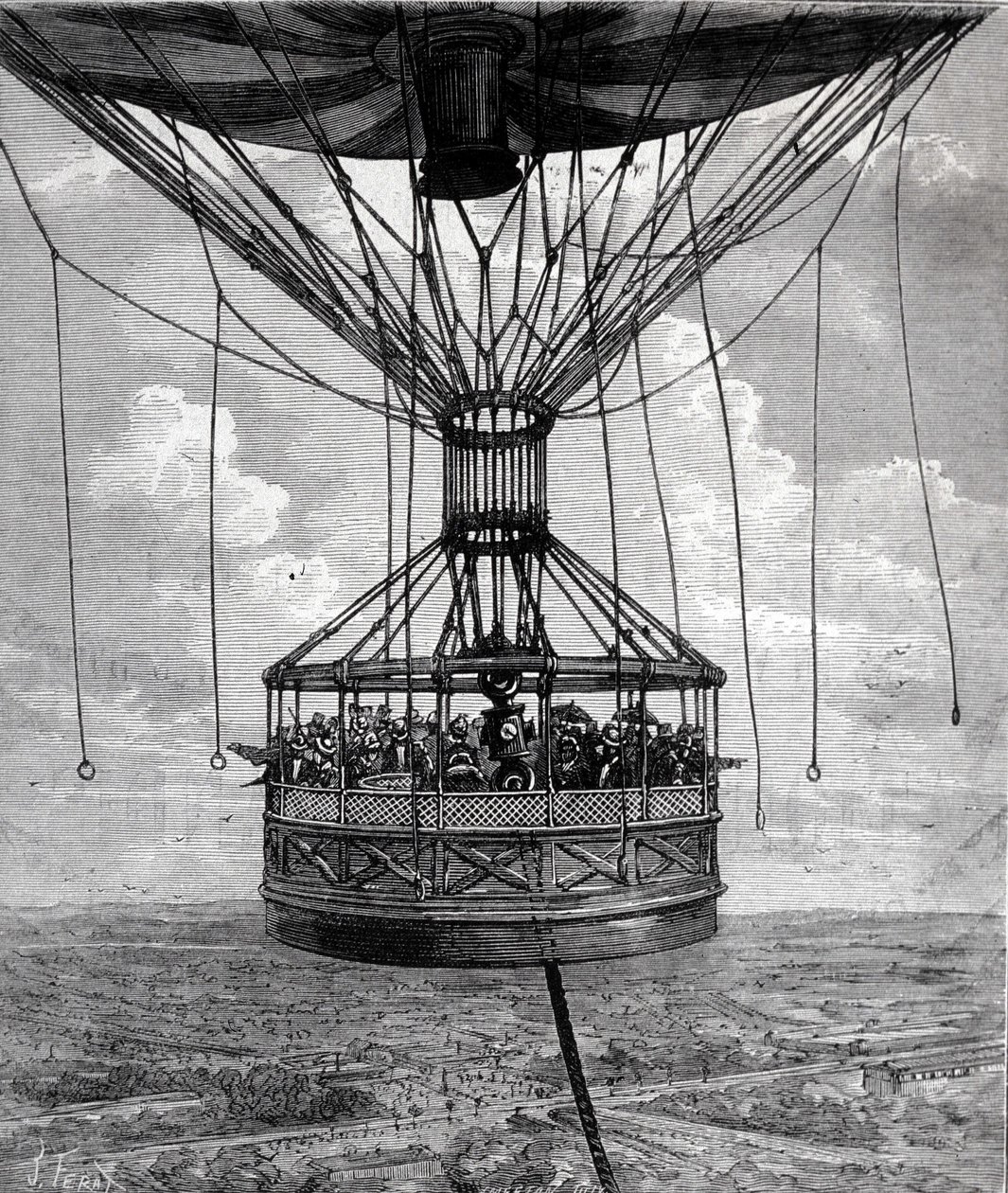 1878年にヘンリー・ギファードが捕獲した気球。 作： 無名の画家