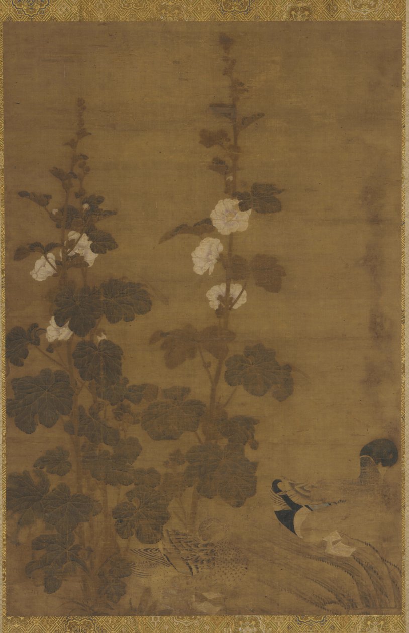 タチアオイとアヒル 作： 無名の画家