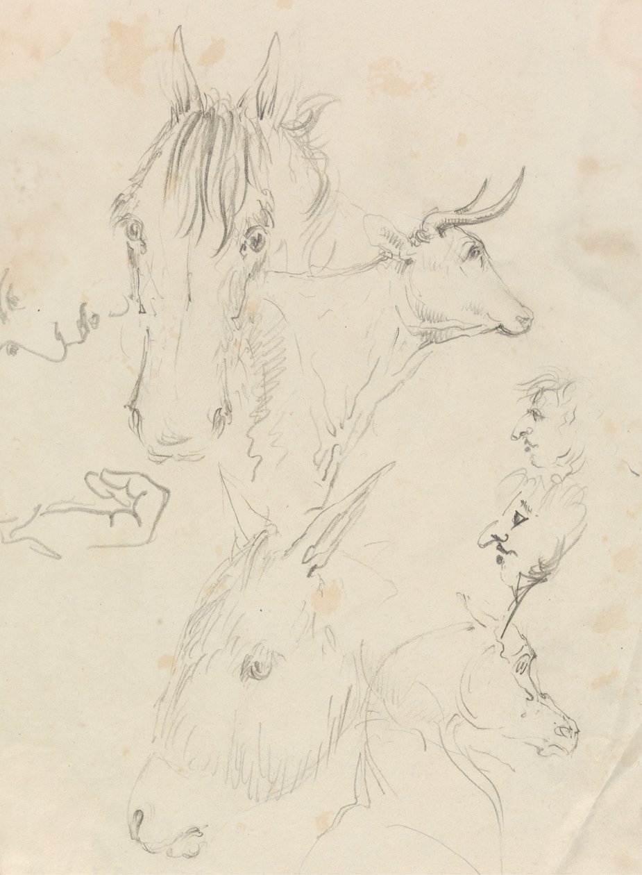 馬、牛、男性 作： 無名の画家